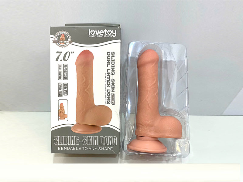 Dildo silicon có bìu gắn tường 7 inch, đầu khấc tăng khoái cảm nữ